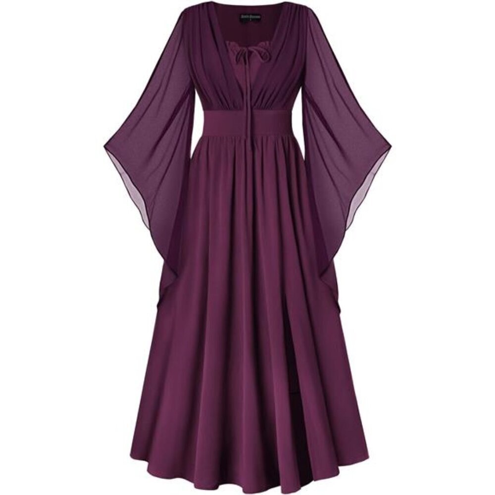 Boho Maxi Dress with Bell Sleeves & Pockets - Split Fairy Style